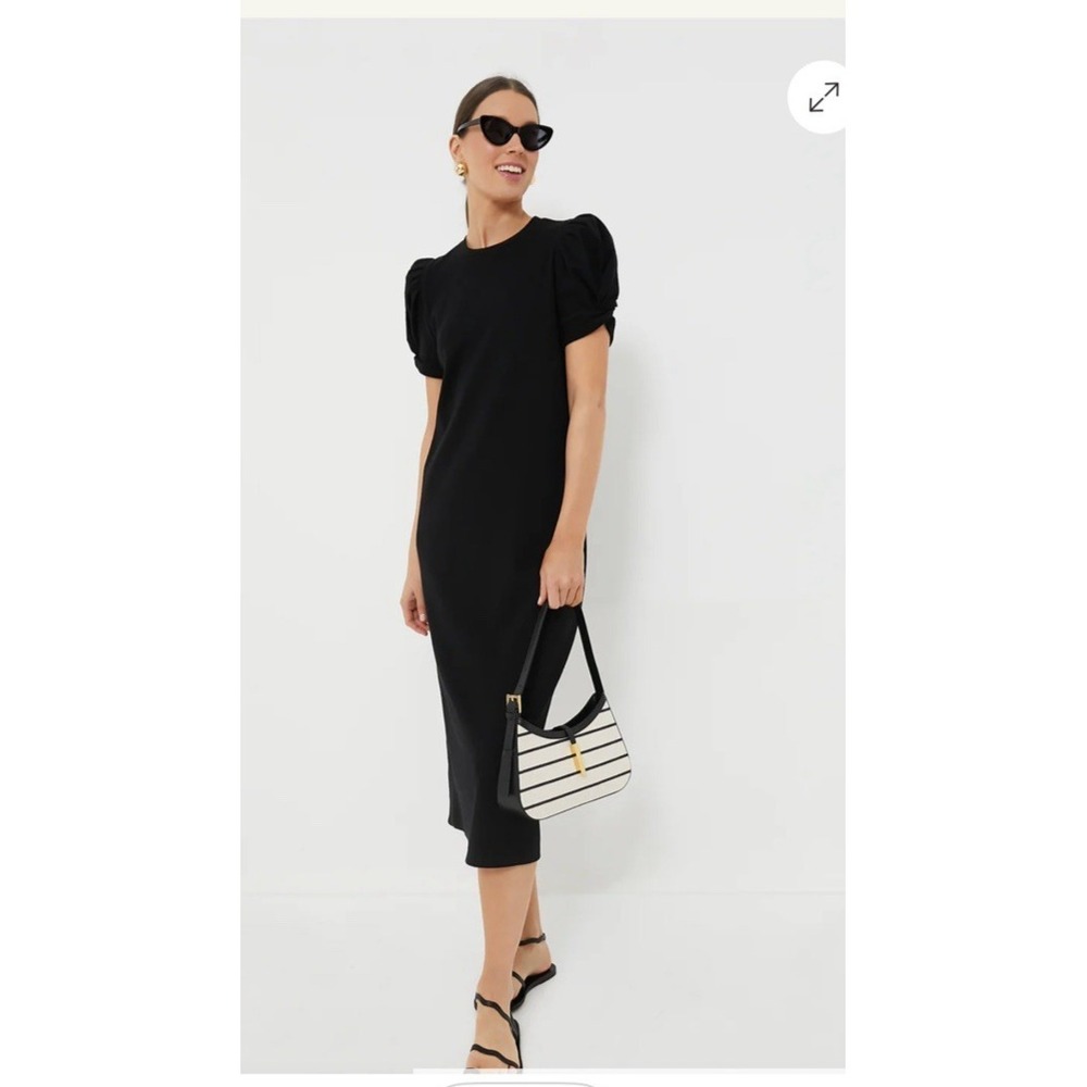 NWT Pomander Place Vesty Midi Dress Black Large Maxi Short Sleeve Preppy LBD
